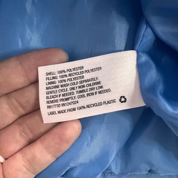 Wild Fable Hooded Blue Marble Swirl Puffer Jacket Size Medium - Picture 5 of 8